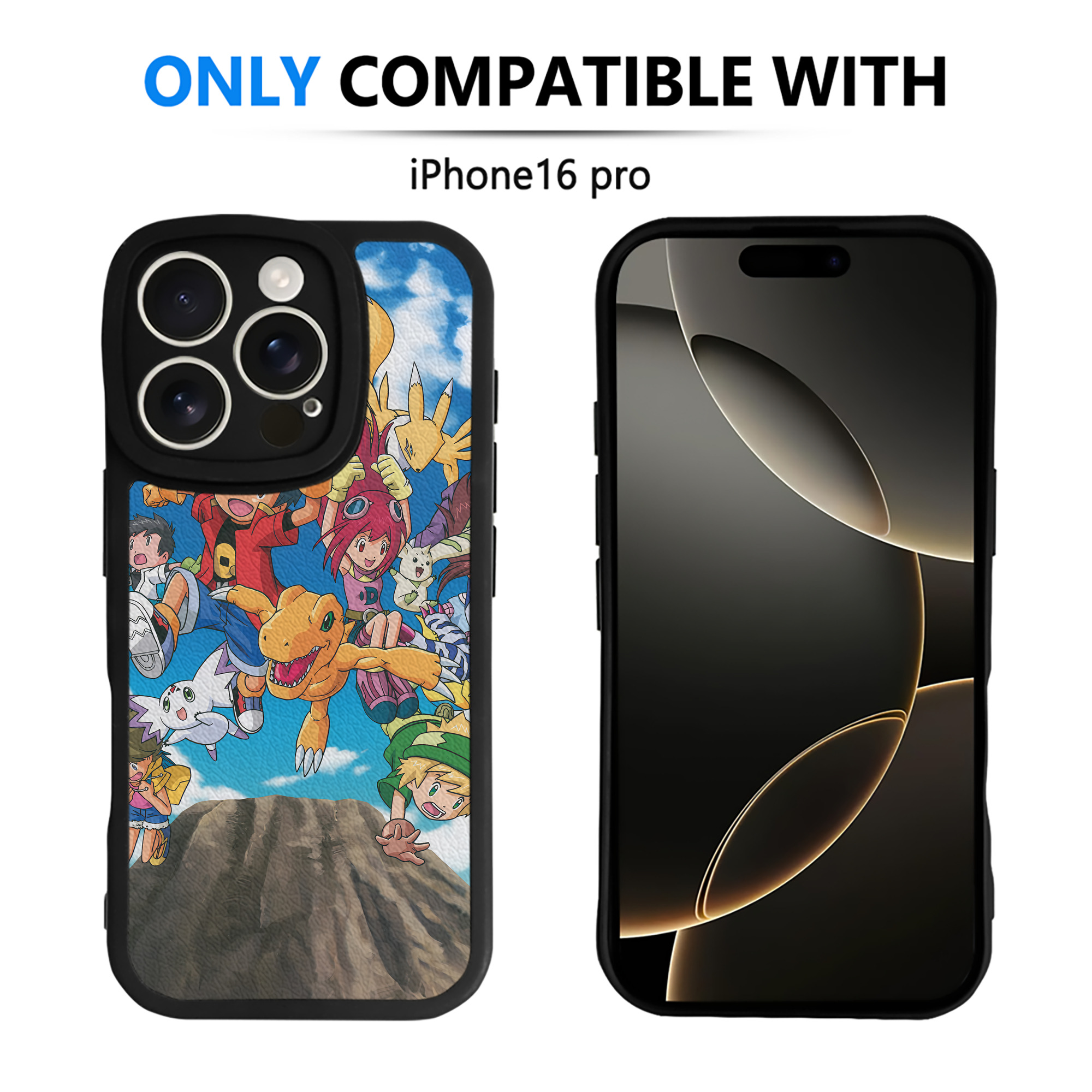 （画像用） Digimon デジタルモンスター/デジモン 【iPhone 16シリーズ対応】シリコンスマホケース（レザー調） 材質：シリコン